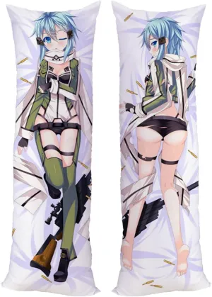 Asada Shino Pillow Case Sword Art Online GGO Cushion Cover Pillow Case Peach Skin 150x50cm(59in x 19.6in) Asuna Asada Shino Pillowcase