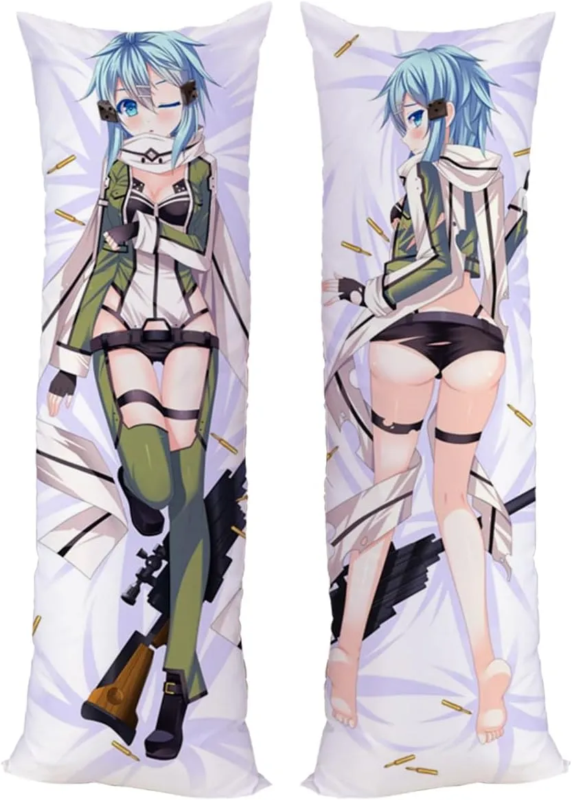 Asada Shino Pillow Case Sword Art Online GGO Cushion Cover Pillow Case Peach Skin 150x50cm(59in x 19.6in) Asuna Asada Shino Pillowcase