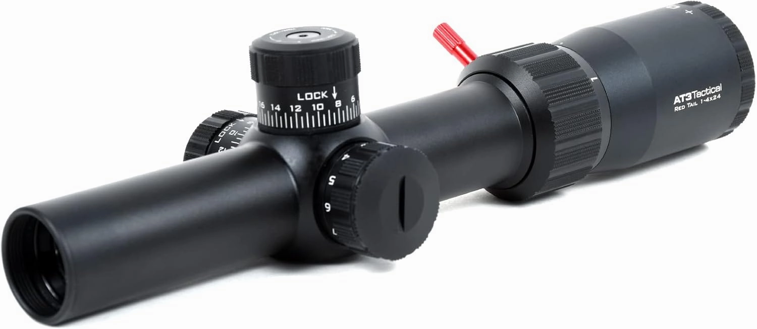 AT3 Tactical Red Tail Rifle Scope with Illuminated BDC Reticle - 1-4x24 Without Scope Mount