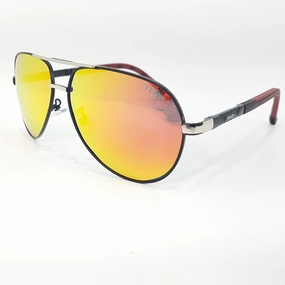 Audi Sunglasses Unisex Metal Black & Red - Orange Polarized Lenses