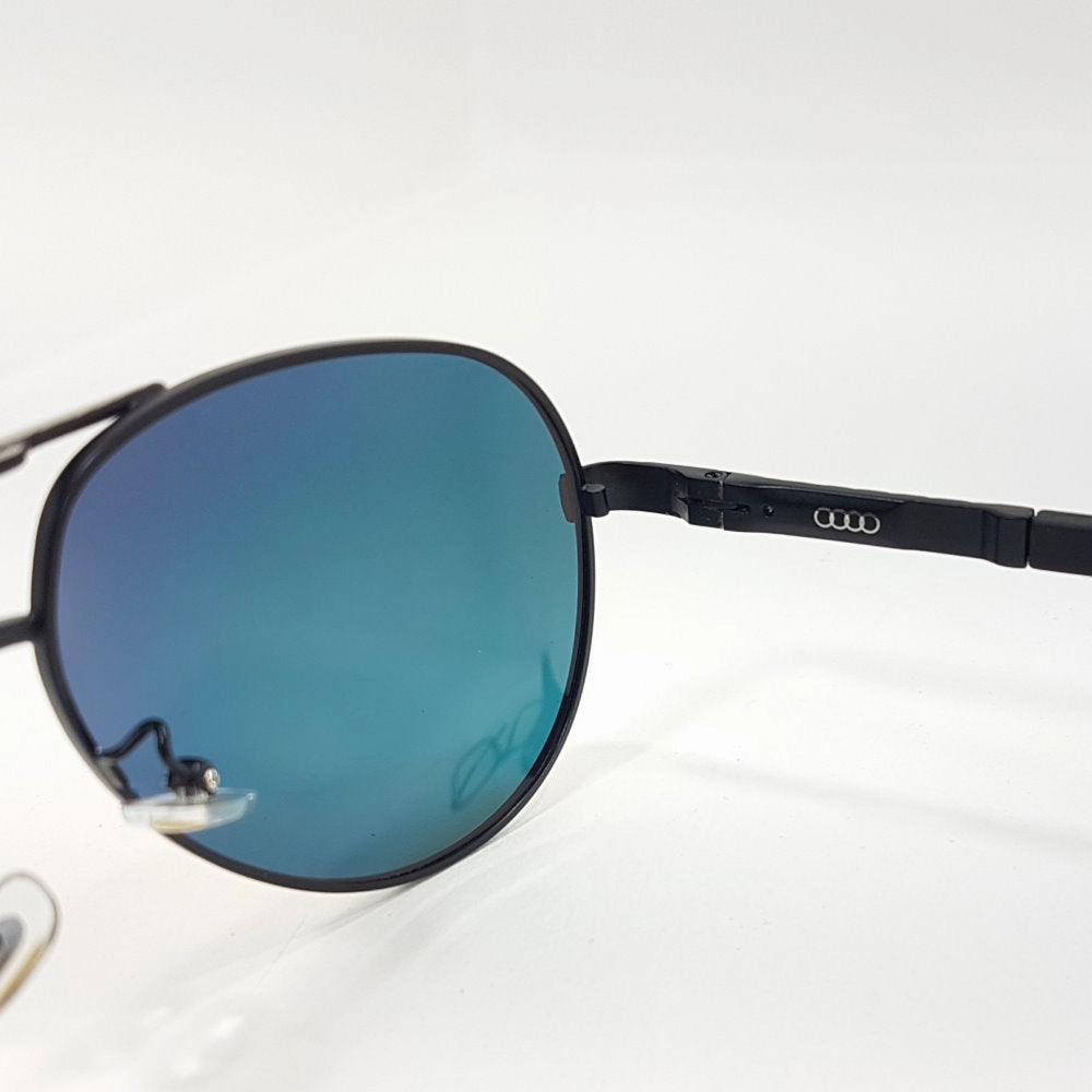 Audi Sunglasses Unisex Metal Black & Red - Orange Polarized Lenses