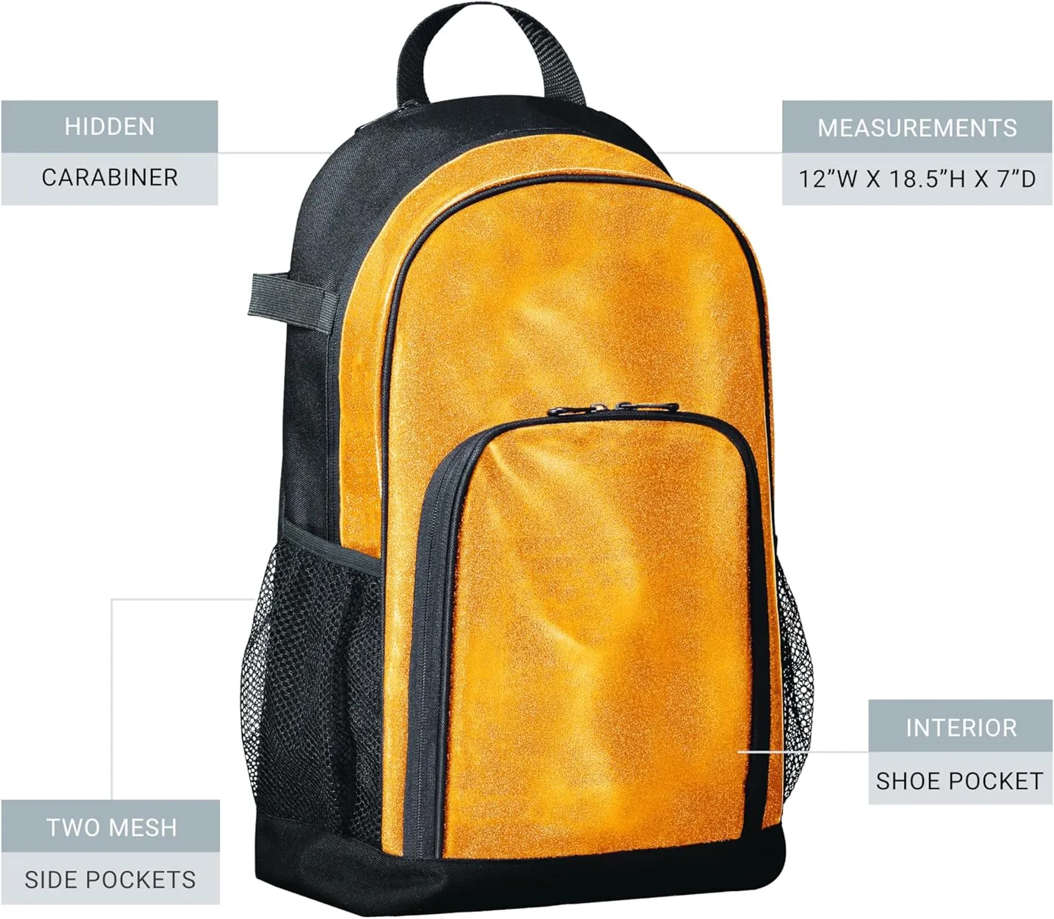 Augusta Sportswear Backpack, Gold Glitter/Black, One Size