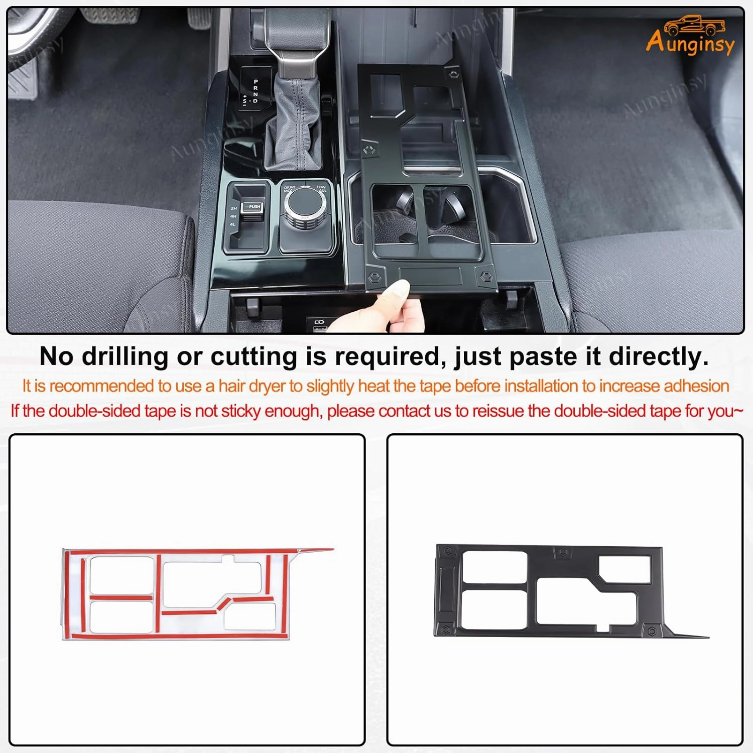 Aunginsy Central Control Gear Shift Panel Trim Cover Compatible with Toyota Tundra/Sequoia 2022-2024 Car Gear Shifter Console Anti-Scratch Panel Frame Protect Sticker with 4WD Accessories(Mech Style)