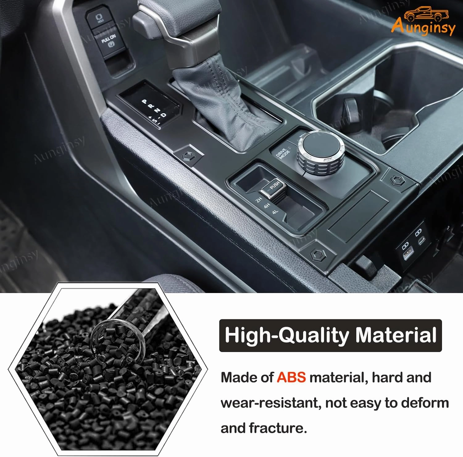 Aunginsy Central Control Gear Shift Panel Trim Cover Compatible with Toyota Tundra/Sequoia 2022-2024 Car Gear Shifter Console Anti-Scratch Panel Frame Protect Sticker with 4WD Accessories(Mech Style)