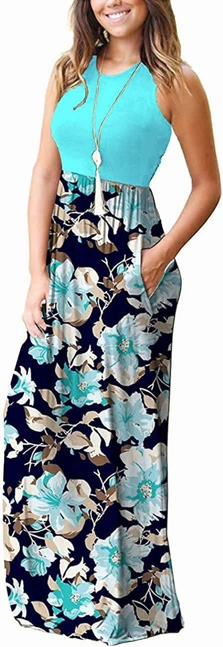 AUSELILY Women's Summer Sleeveless Loose Maxi Dress Casual Long Dresses with Pockets 2025 New