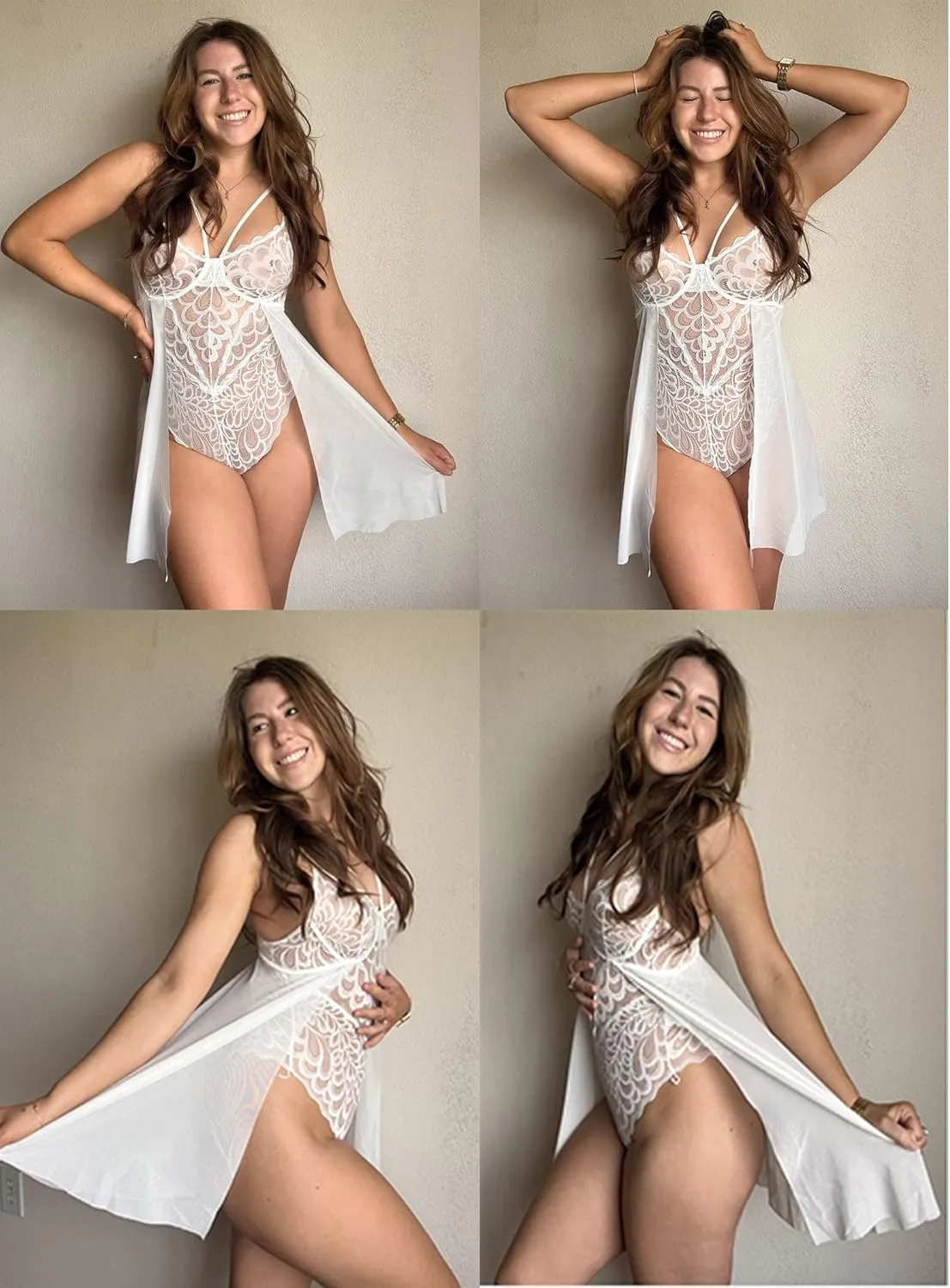 Avidlove Babydoll Lingerie for Women Floral Snap Crotch Teddy Chemise Nightie Lace Nightgown