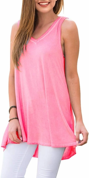 AWULIFFAN Women's Summer Sleeveless V-Neck T-Shirt Tunic Tops Blouse Shirts