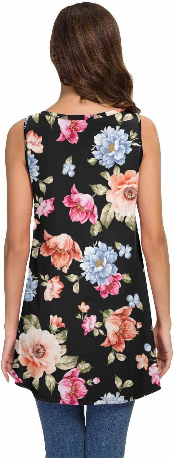 AWULIFFAN Women's Summer Sleeveless V-Neck T-Shirt Tunic Tops Blouse Shirts