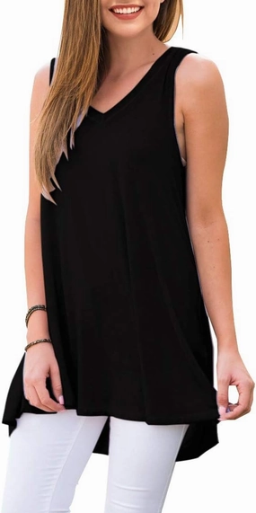 AWULIFFAN Women's Summer Sleeveless V-Neck T-Shirt Tunic Tops Blouse Shirts