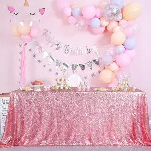 B-COOL Sequin Tablecloth Sparkle Table Cloth Rectangle Sequined Table Overlay Glitter Tablecloth for Baby Shower Decoration Ceremony Graduation Party-90x132 Inch Fuchsia Pink