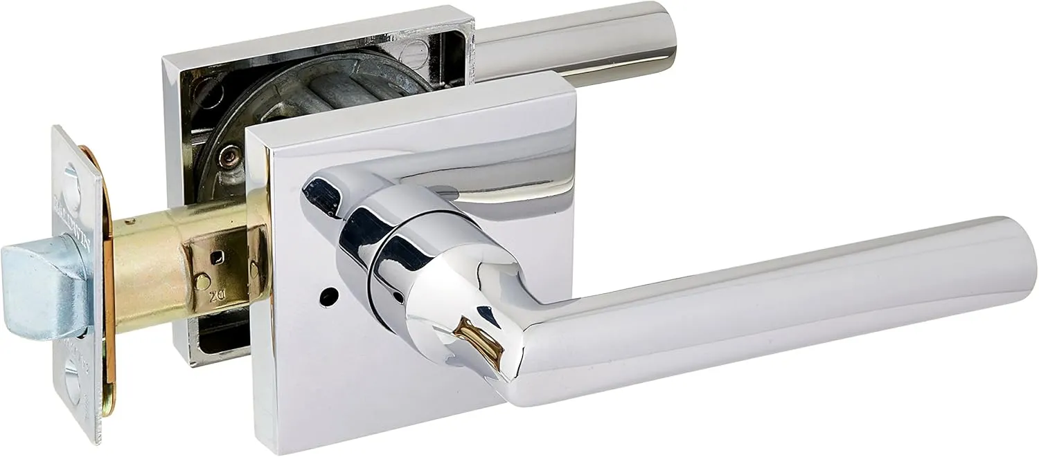 Baldwin PVTUBCSR260 Reserve Privacy Tube with Contemporary Square Rose in Bright Chrome Finish