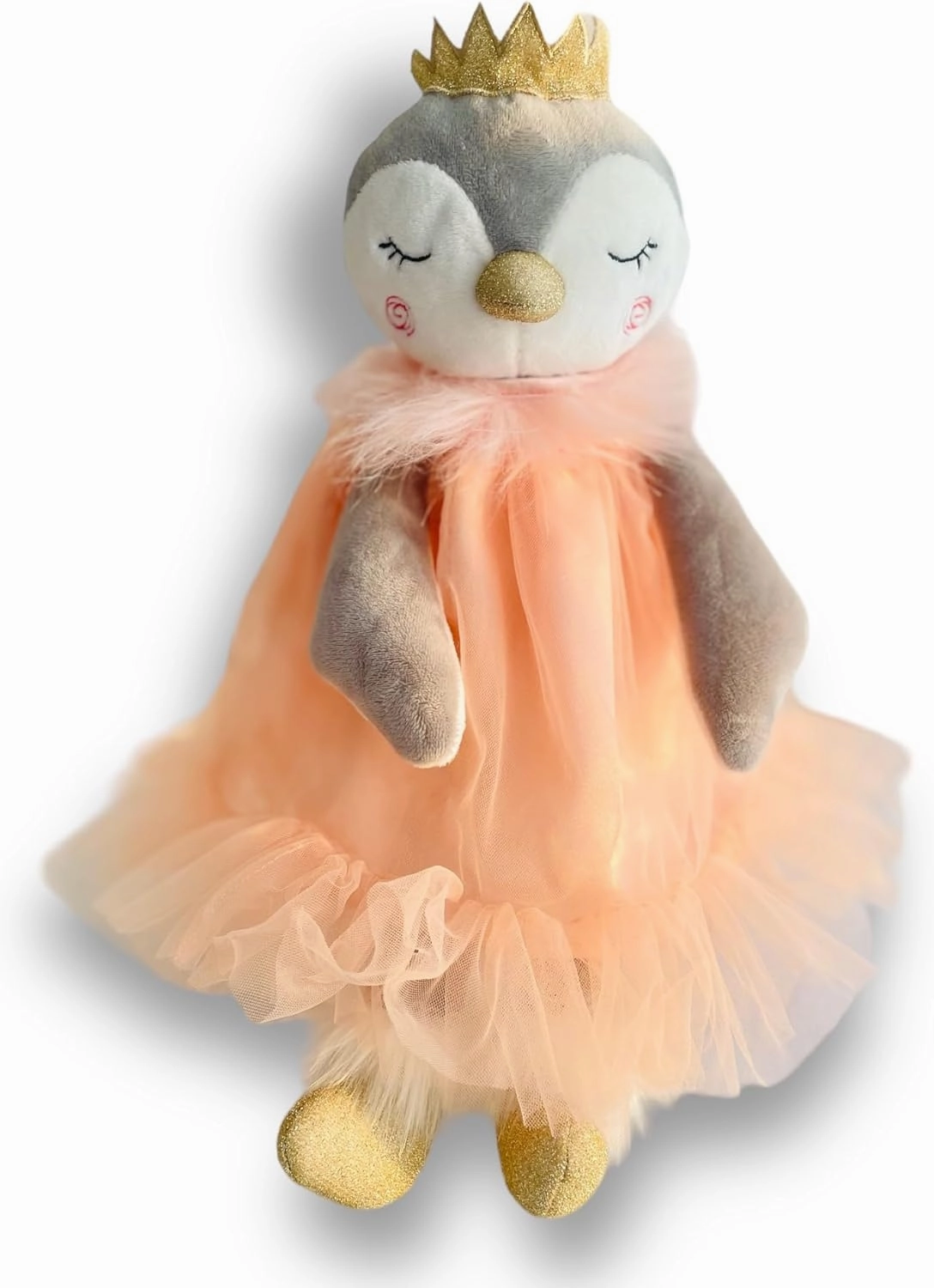 Ballerina Doll, 15" Princess Doll Penguin Plush, Penguin Stuffed Animal, Dance Recital Gift, Ballerina Toy, Princess Plushie Penguin (Pen Princess Penguin Peach Dress)