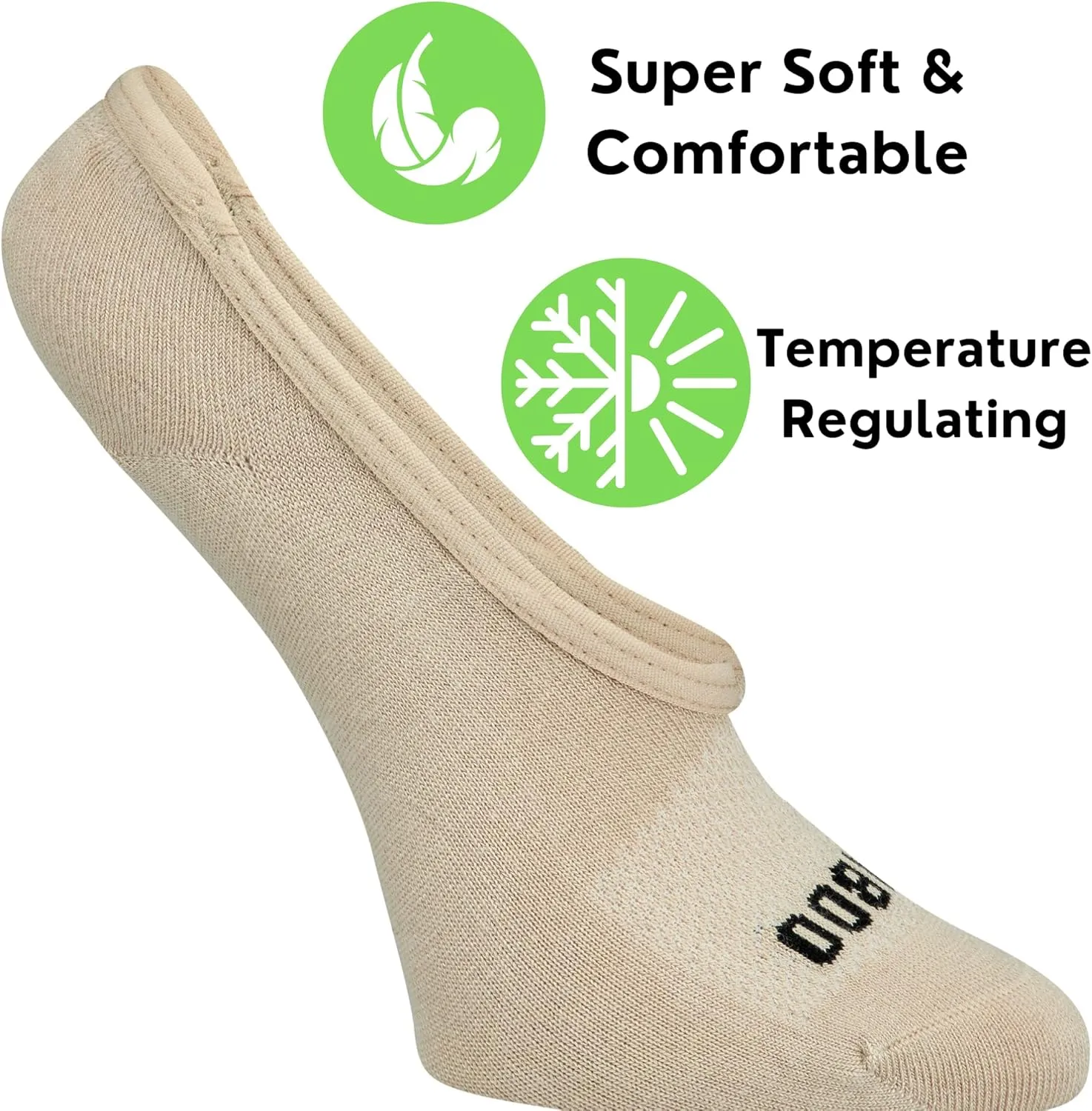 Bamboo Sports Super Low Cut No Show Socks- Breathable, Moisture Wicking, Odor Eliminating 4 Pair