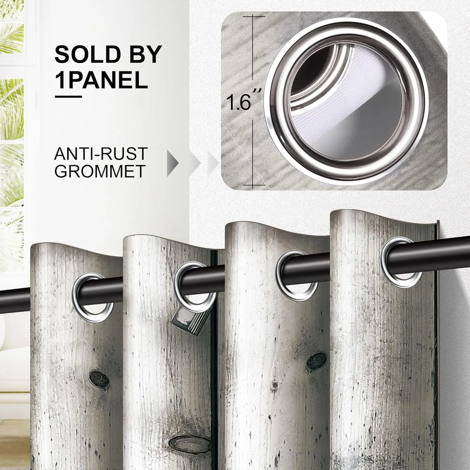 Barn Door Curtains for Doorways – Rustic Farmhouse Privacy Curtain with Grommets for Closet, Bedroom, Living Room, or Room Divider, 34" W x 80" L