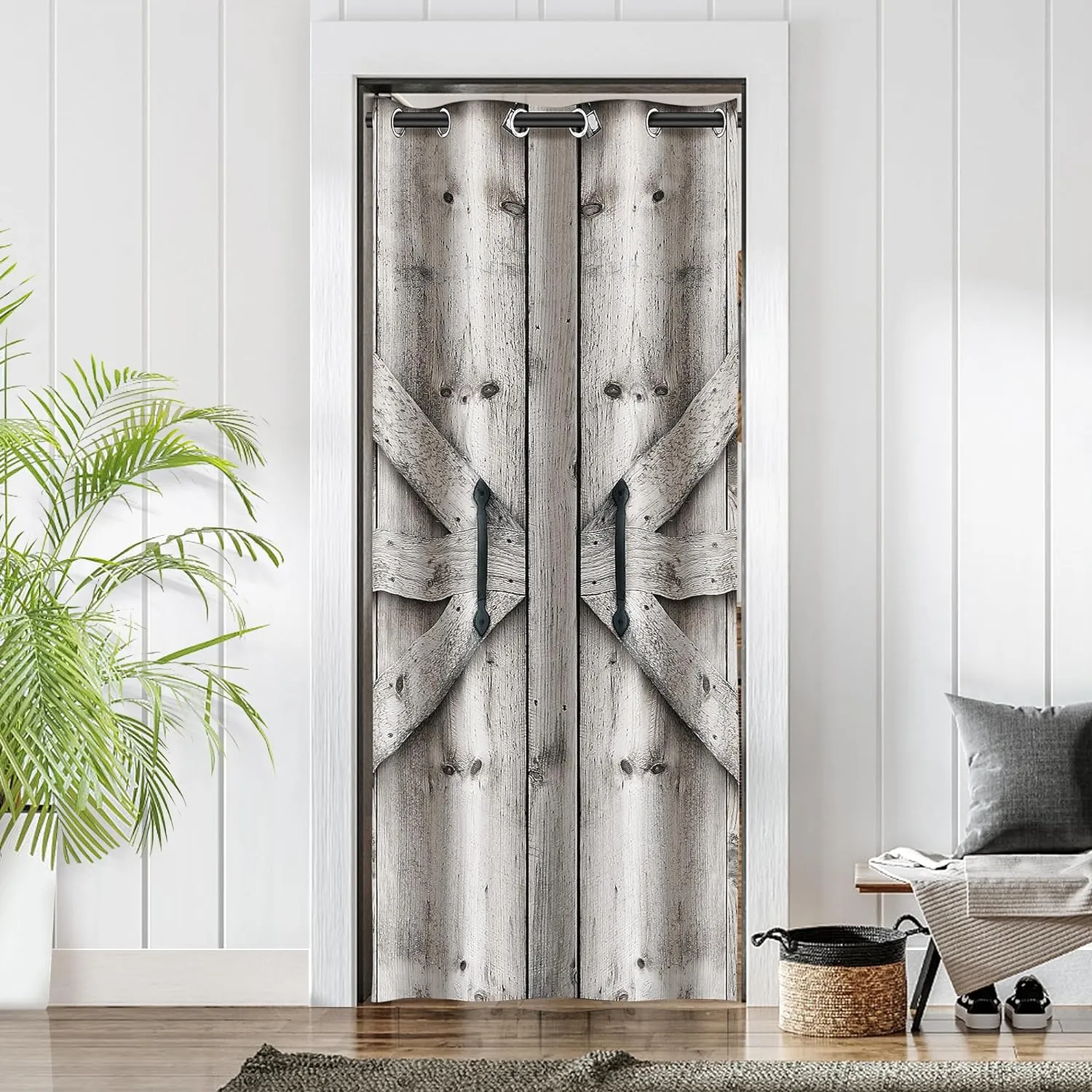 Barn Door Curtains for Doorways – Rustic Farmhouse Privacy Curtain with Grommets for Closet, Bedroom, Living Room, or Room Divider, 34" W x 80" L