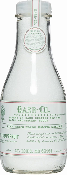 Barr-Co. Fir & Grapefruit Fine Hand Made Bath Salts, Woody & Citrus Bathing Salt, Relaxing Bath Products for Women & Men, 32 oz