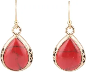 Barse Jewelry The Perfect Drop Red Howlite Earrings