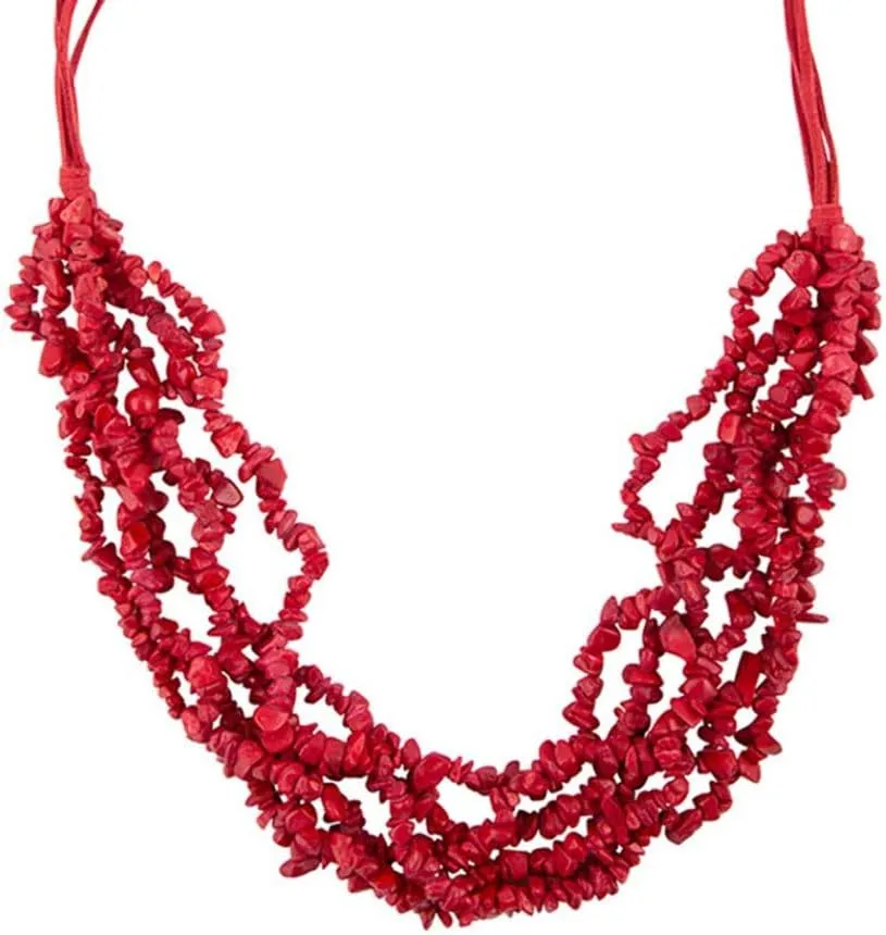 Barse Six Strand Red Magnesite Necklace