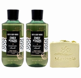 Bath & Body Works Emily In Paris - Macaron Cloud 2 Pack Body Wash Bundle with a Wild Jasmine Bar Soap - Full Size