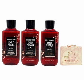 Bath & Body Works Emily In Paris - Paris Amour 3 Pack Body Wash Bundle with a Himalayan Salts Springs Bar Soap - Full Size