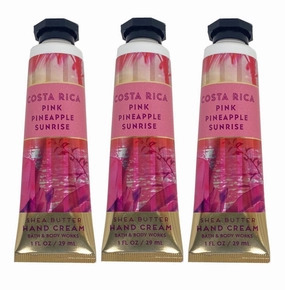 Bath and Body Work Costa Rica Pink Pineapple Sunrise 3 Pack Shea Butter Hand Cream Bundle - 1 fl oz / 29 mL each