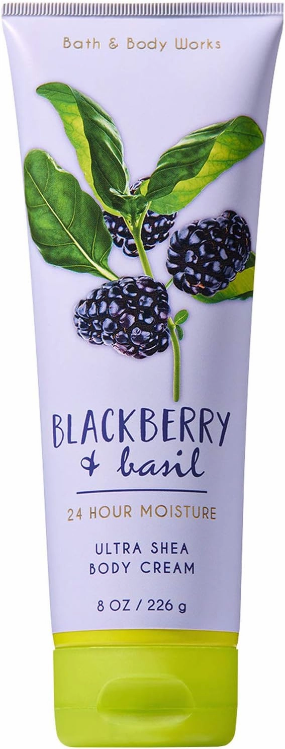 Bath and Body Works BLACKBERRY and BASIL Ultra Shea Body Cream 8 Ounce (2018 Limited Edition)