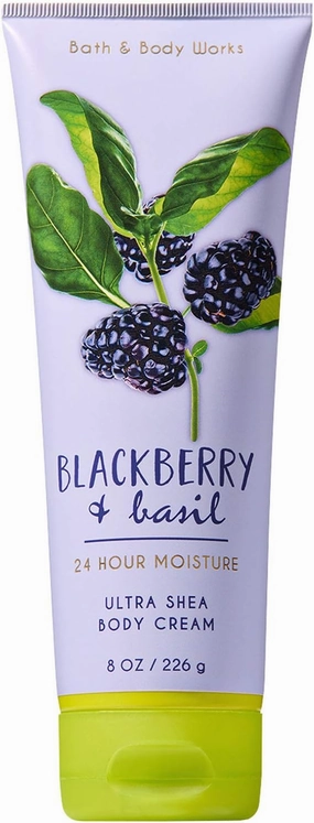 Bath and Body Works BLACKBERRY and BASIL Ultra Shea Body Cream 8 Ounce (2018 Limited Edition)