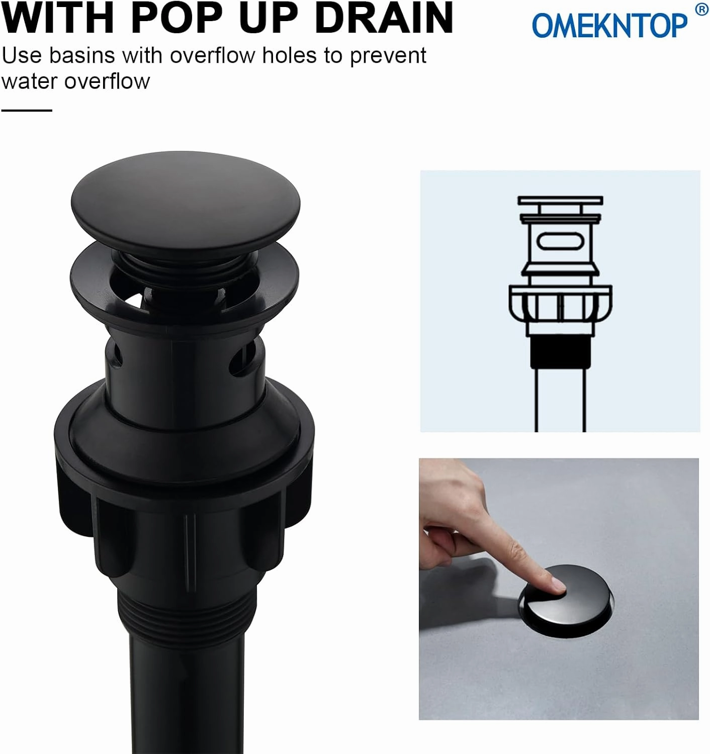 Bathroom Faucet Matte Black, 8 Inch Waterfall Bathroom Sink Faucet 3 Hole, Black Bathroom Faucet with Pop Up Drain and Hose, Two Handles Bathroom Faucet for Basin Lavatory Vanity