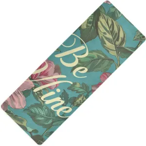 Be Mine Floral William Morris Style Teal Peach printed folding yoga mat travel Thick 1 mm for home gym non slip, with bag tapete para ejercicio 71x26 inches