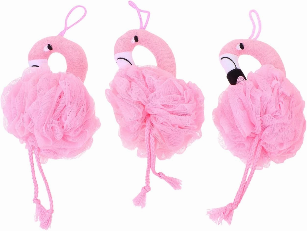 Beaupretty 6 Pcs Flamingo Bath Ball Flamingo Shower Loofah Body Scrubber Shower Scrub Sponges Body Wash Cleanse Household Pink Environmental Protection Pe Men and Women Shower Wipe