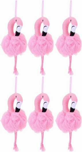 Beaupretty 6 Pcs Flamingo Bath Ball Flamingo Shower Loofah Body Scrubber Shower Scrub Sponges Body Wash Cleanse Household Pink Environmental Protection Pe Men and Women Shower Wipe
