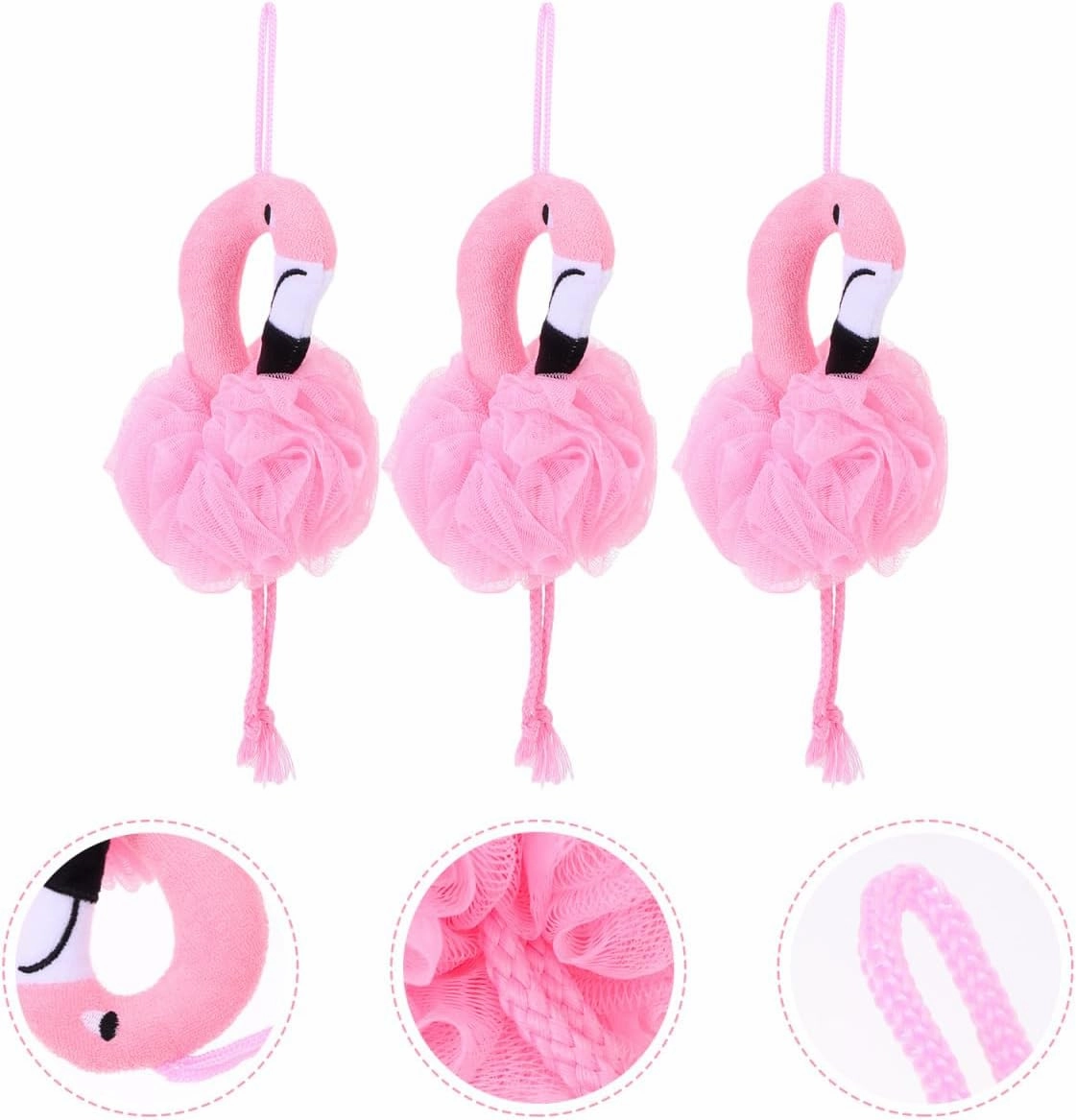 Beaupretty 6 Pcs Flamingo Bath Ball Flamingo Shower Loofah Body Scrubber Shower Scrub Sponges Body Wash Cleanse Household Pink Environmental Protection Pe Men and Women Shower Wipe