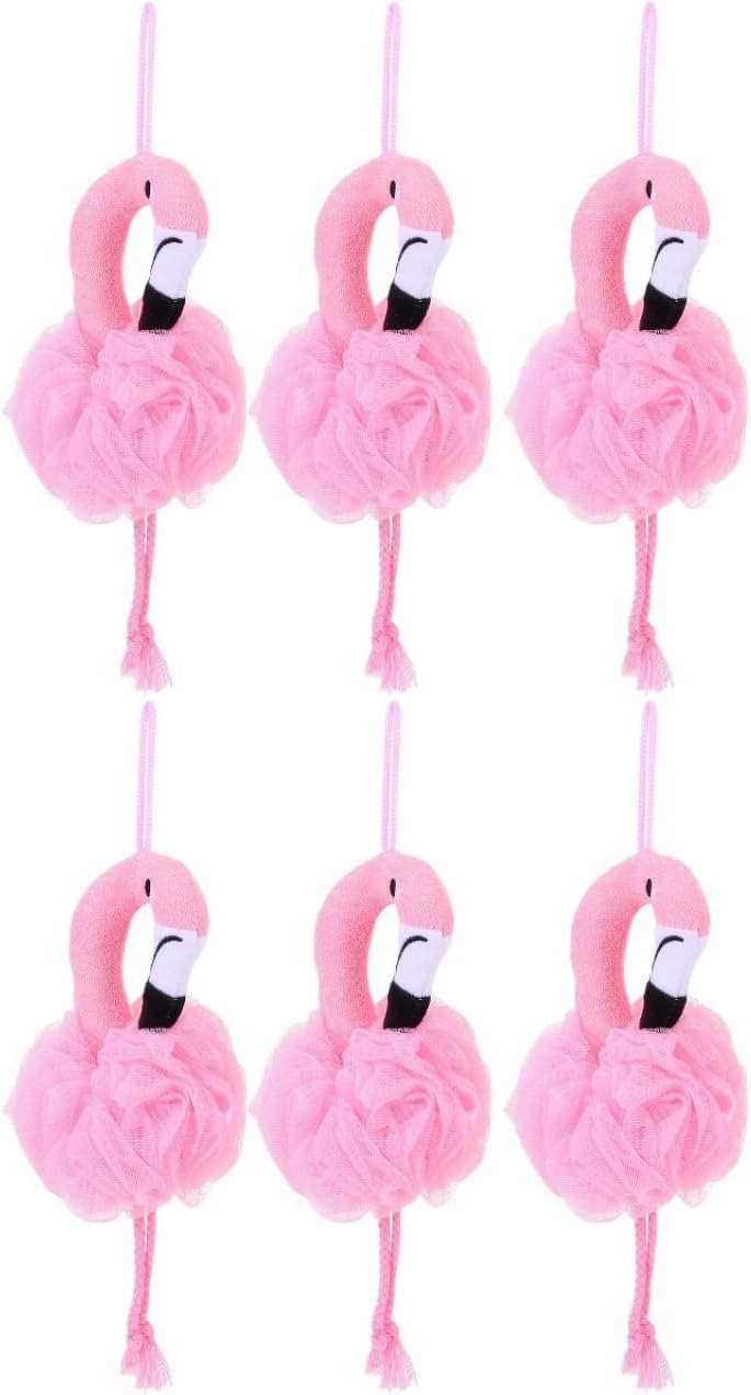 Beaupretty 6 Pcs Flamingo Bath Ball Flamingo Shower Loofah Body Scrubber Shower Scrub Sponges Body Wash Cleanse Household Pink Environmental Protection Pe Men and Women Shower Wipe