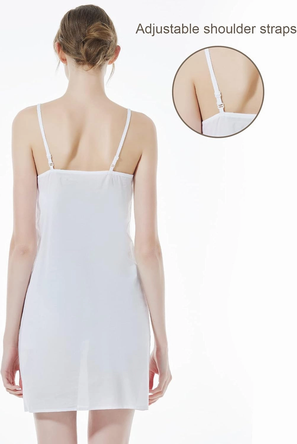 BEAUTELICATE Women 100% Cotton Slip with Adjustable Straps Under Dress Lightweight Above Knee Summer Nightgown