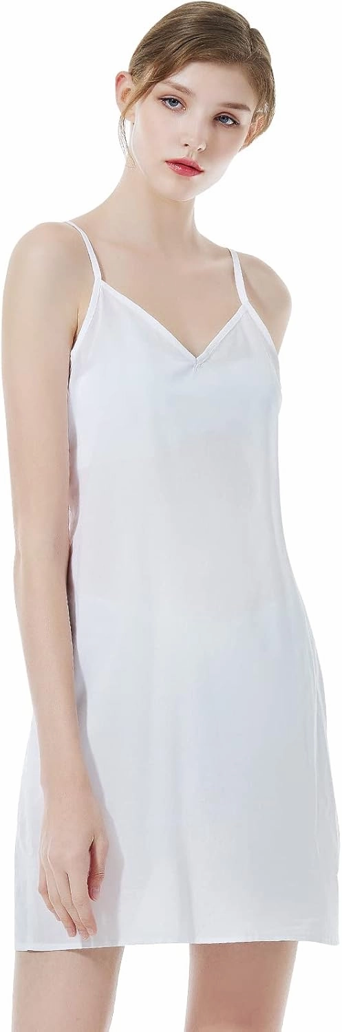 BEAUTELICATE Women 100% Cotton Slip with Adjustable Straps Under Dress Lightweight Above Knee Summer Nightgown