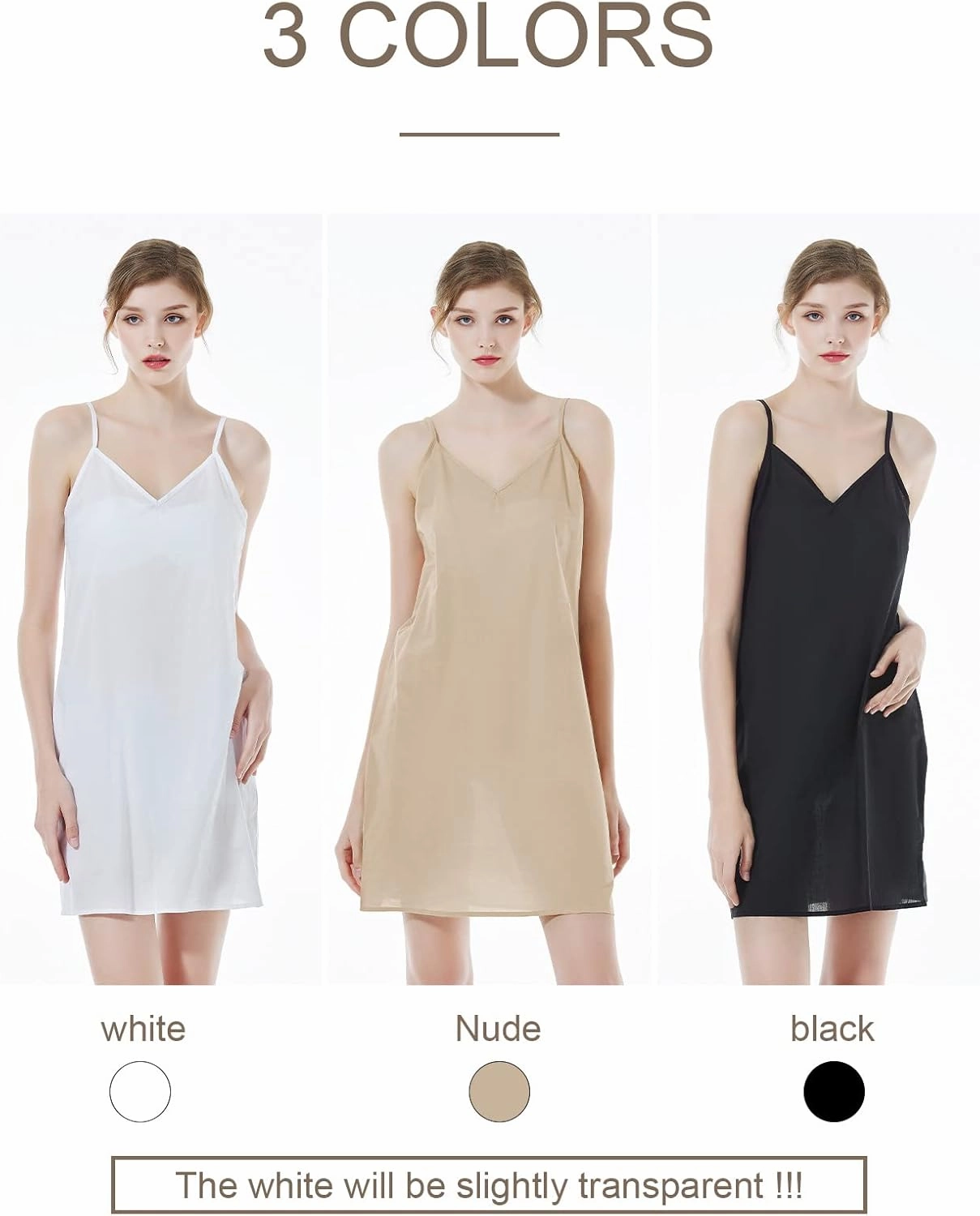 BEAUTELICATE Women 100% Cotton Slip with Adjustable Straps Under Dress Lightweight Above Knee Summer Nightgown