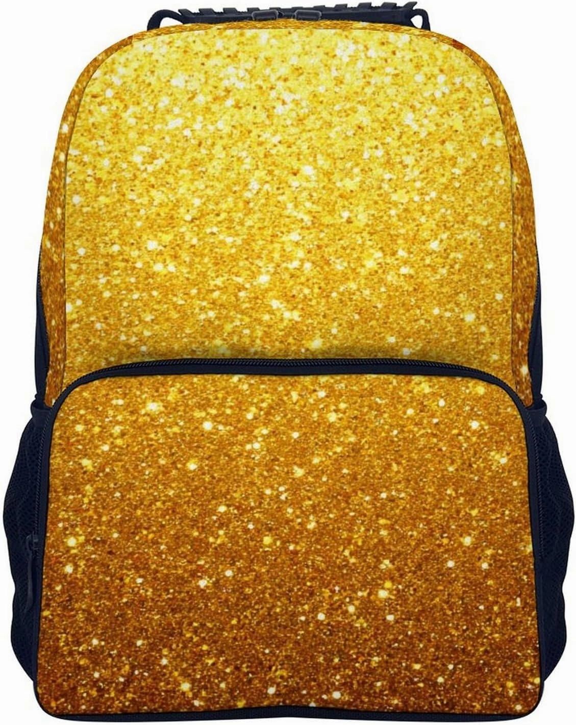 Beautiful Gold Bling Glitter Sparkles Pattern Daypack Lightweight Multipurpose Anti-Theft Shoulder Bag Large Capacity Laptop Book Bag Rucksack With Adjustable Shoulder Straps