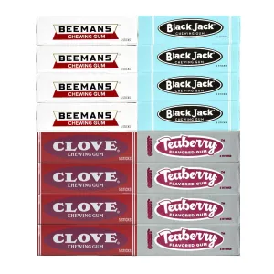 Beemans Black Jack Clove Teaberry Chewing Gum 4 Packs of Each Old Time Assortment Gum