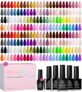 Beetles 100 Colors Gel Nail Polish Set, 110 PCS Summer Polish Kit Pink Blue Orange Purple Neon Gel Polish with 5Pcs Base Top Coat All Season Soak off UV Gel for Manicure DIY Gifts for Women