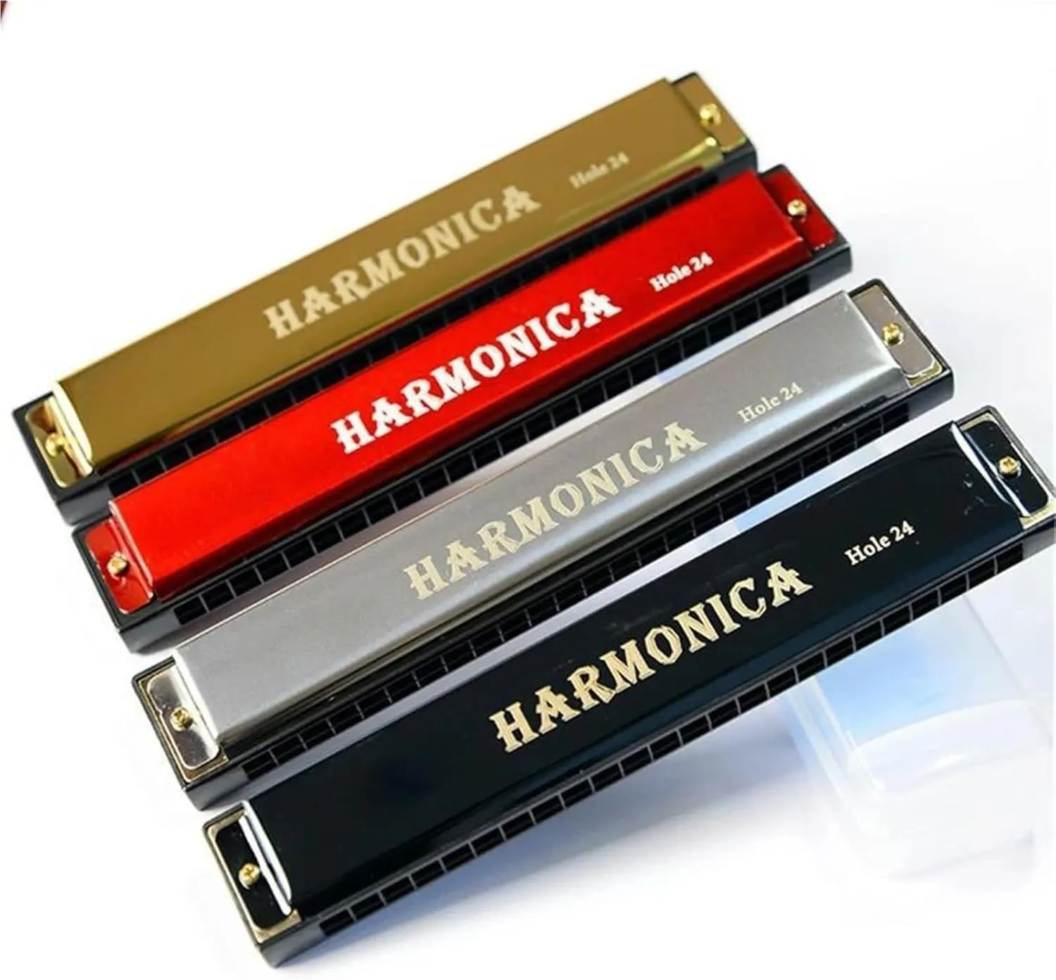 Beginners 24 Hole Harmonica C Key With Case(Gold)
