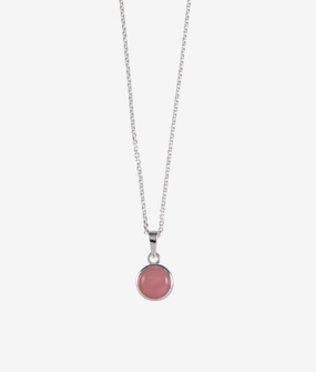 Belcher Necklace With Round Pink Opal