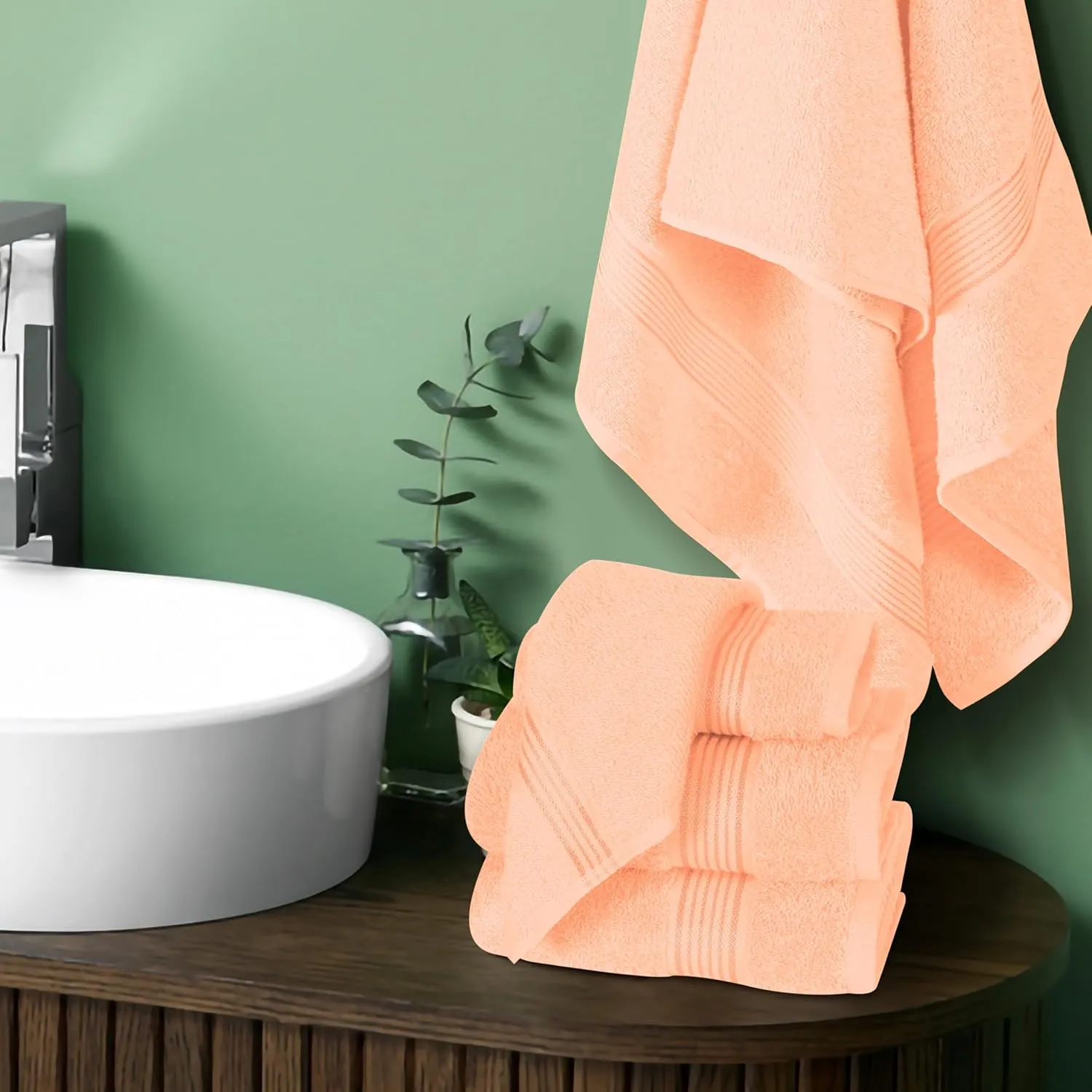 Belizzi Home Ultra Soft 6 Pack Cotton Towel Set, Contains 2 Bath Towels 28x55 inch, 2 Hand Towels 16x24 inch & 2 Wash Coths 12x12 inch, Ideal for Everyday use, Compact & Lightweight - Peach
