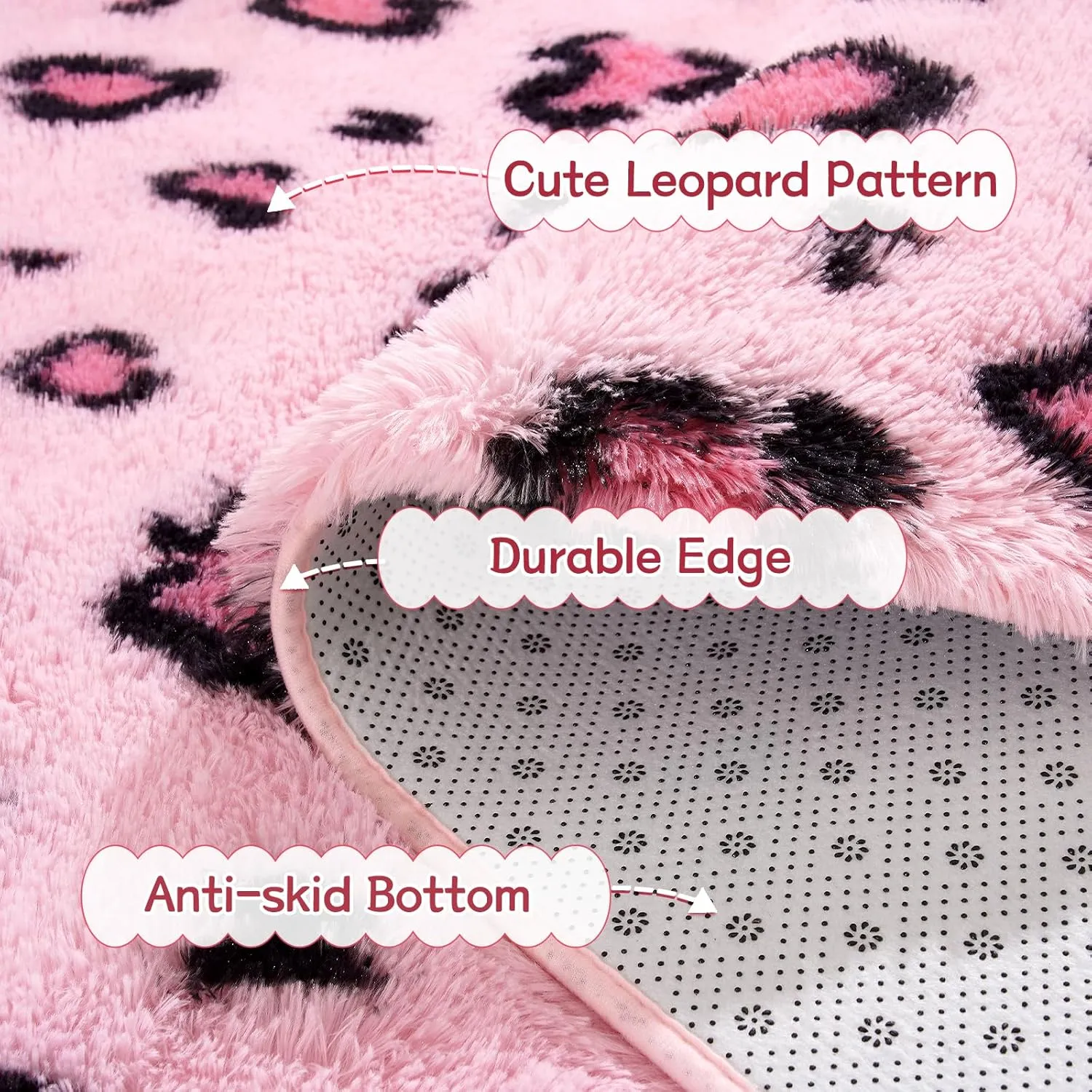 BENRON Pink Leopard Rugs, Soft Bedroom & Living Room Decor, Girls Room Cheetah Print, Small Dorm Apartment Entryway Rugs