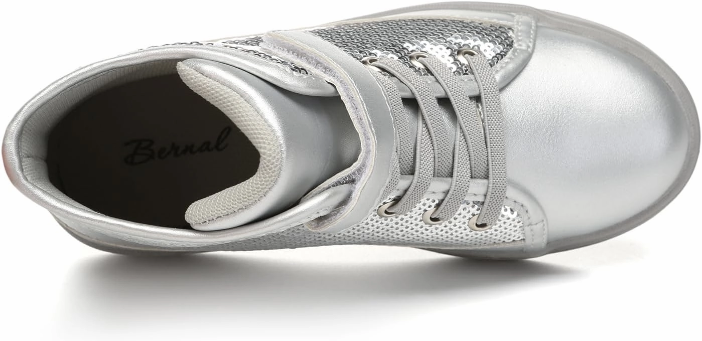 Bernal Kids Fashion High Top Sneakers Sparkle Sequins Flash Walking Shoes for Boys Girls Gift Party Birthday Christmas Halloween (Toddler/Little Kid/Big Kid)