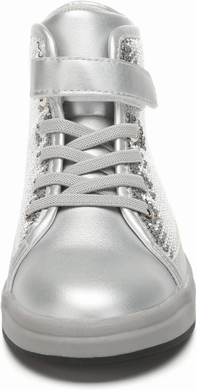 Bernal Kids Fashion High Top Sneakers Sparkle Sequins Flash Walking Shoes for Boys Girls Gift Party Birthday Christmas Halloween (Toddler/Little Kid/Big Kid)