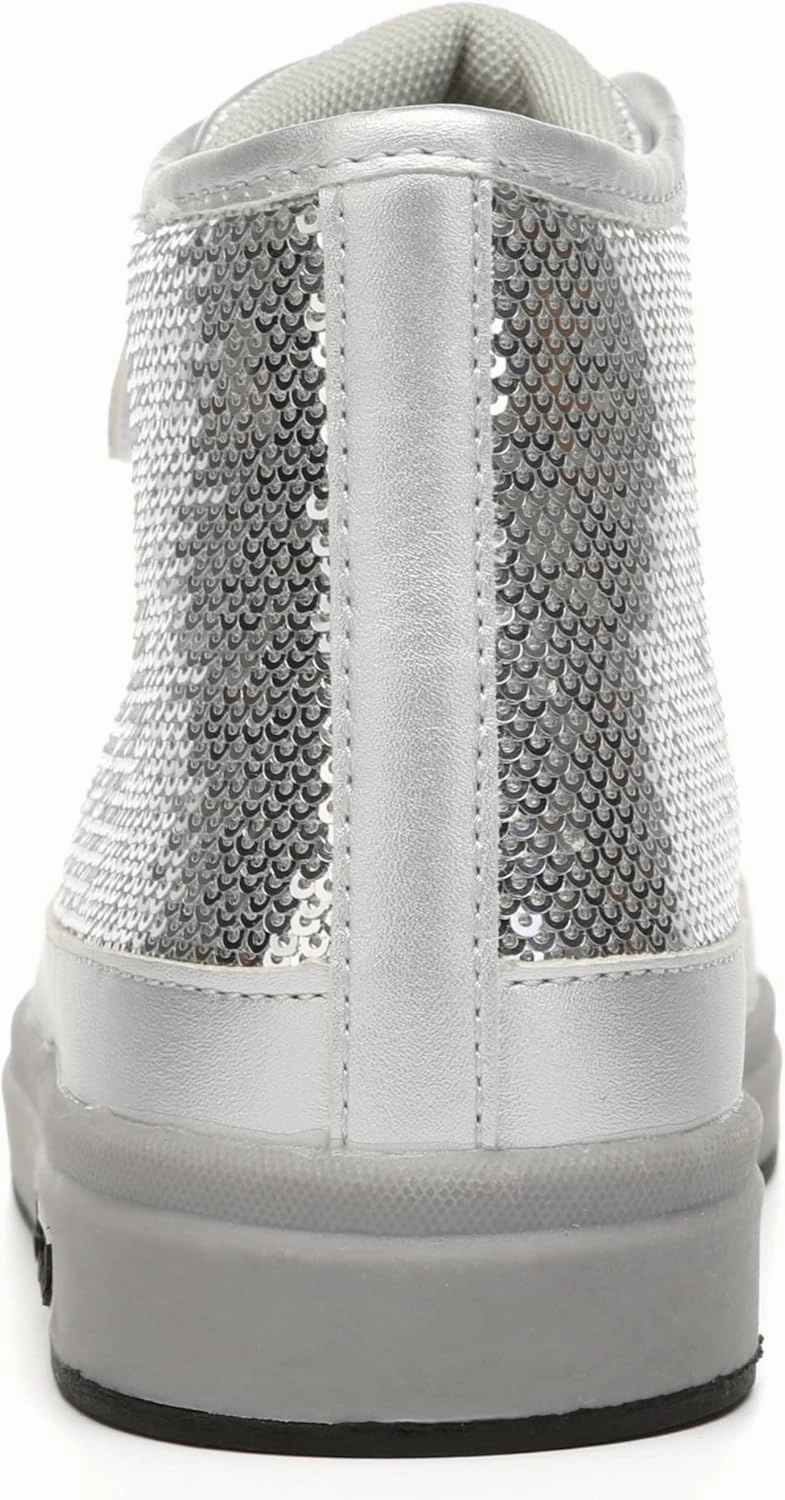 Bernal Kids Fashion High Top Sneakers Sparkle Sequins Flash Walking Shoes for Boys Girls Gift Party Birthday Christmas Halloween (Toddler/Little Kid/Big Kid)