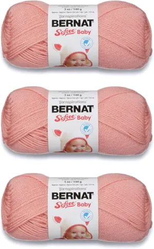 Bernat Softee Baby Soft Peach Yarn - 3 Pack of 141g/5oz - Acrylic - 3 DK (Light) - 362 Yards - Knitting/Crochet