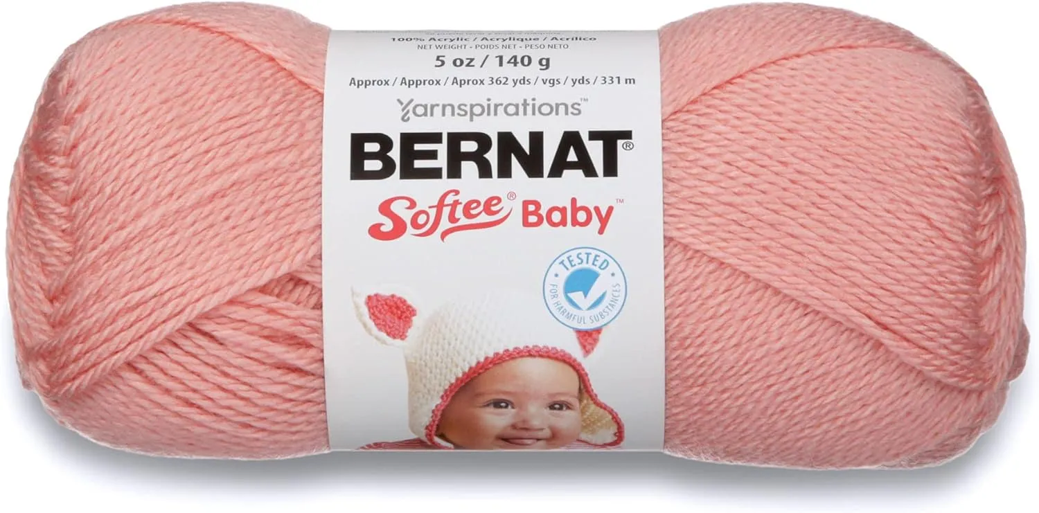 Bernat Softee Baby Soft Peach Yarn - 3 Pack of 141g/5oz - Acrylic - 3 DK (Light) - 362 Yards - Knitting/Crochet
