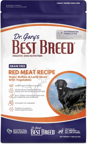 Best Breed Dr. Gary's Grain Free Red Meat Recipe Slow-Cooked in USA [Natural Dry Dog Food for All Breeds and Sizes] - 26lbs., Dark Brown