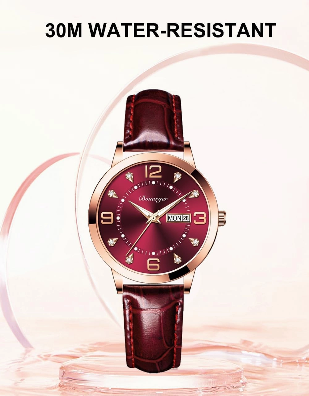 BESTKANG Leather Women Watches Ladies Dress Analog Quartz Date Classic Luminous Leather Strap 3ATM Waterproof Female Wrist Watch